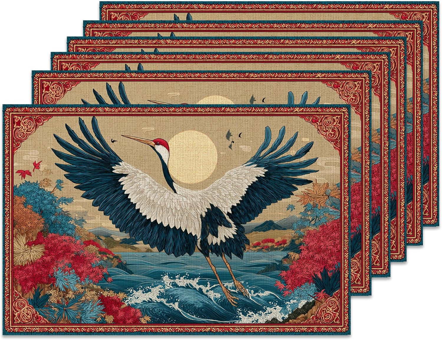 place-mats-set-of-6-japanese-crane-ocean-wave-linen-table-mats-12-x-18-inch-washable-waterproof-stain-resistant-heat-resistant-placemats-for-dining-table-kitchen-dining-room-decor
