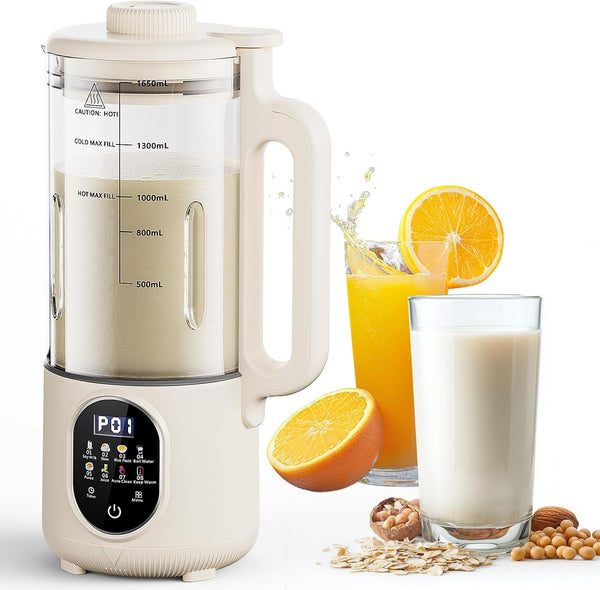 55Oz Family Size Nut Milk Maker (5-6 Cups), Soy Milk Maker Machine for Almond/Oat/Soy/Cashew Milk, Juice & Smoothie, Almond Milk Maker with Auto Clean/Self-Clean, Delay Start, Boil Water & Keep Warm1
