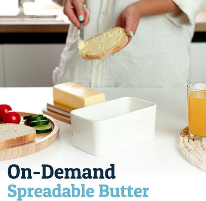 Prioritychef Extra Large Butter Dish with Lid for Countertop, Ceramic Butter Container with Airtight Cover, Butter Keeper for Counter or Fridge, Butter Holder Storage, White6