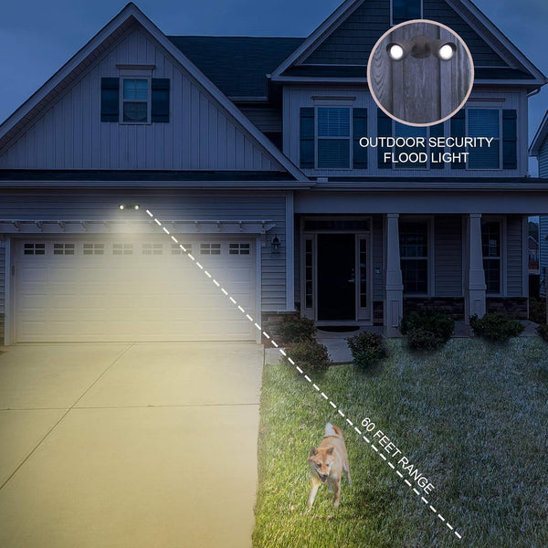Flood Lights Outdoor, 20-Watt LED Bullet Head Security Flood Lights, Dual Head, Rohs and FCC Complaint, IP65 Rated, 1900 Lumens, 2KV Surge Protection, Die-Cast Aluminum in Bronze Finish – 4000K4