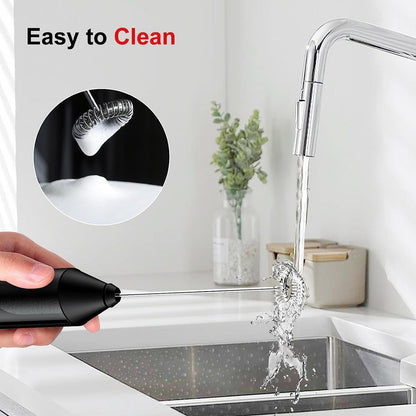 Milk Frother for Coffee, Battery Operated, Black | Fast Handheld Drink Mixer with Stainless Steel Whisk, Powerful Hand Frother, Creates Rich Foam5