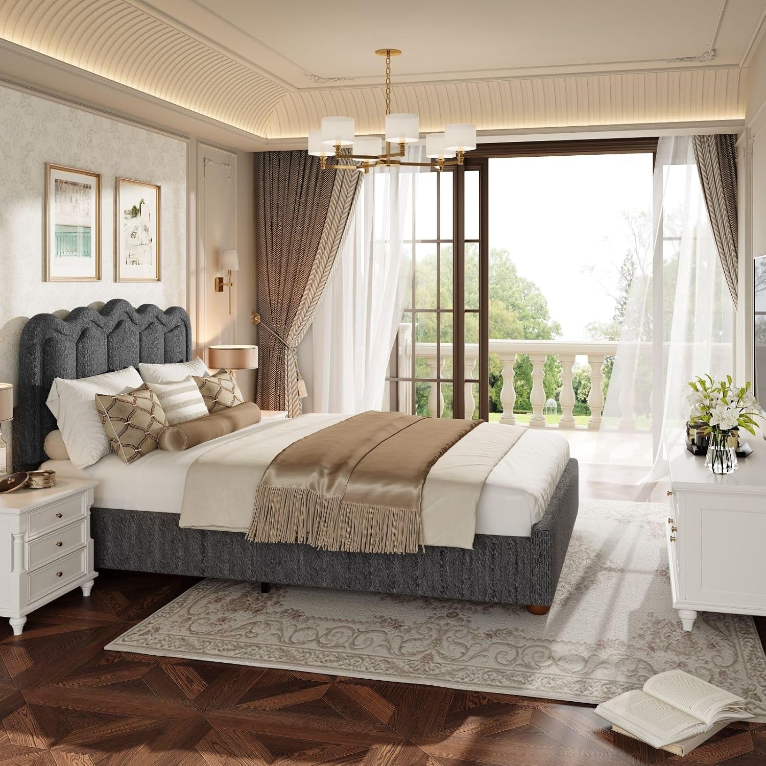 full-size-bed-frame-with-headboard-upholstered-boucle-cloud-bed-frame
