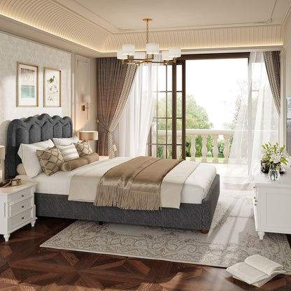 Full Size Bed Frame with Headboard, Upholstered Boucle Cloud Bed Frame4