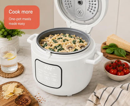 B- 14-Cup Cooked Electric Rice & Grain Cooker, 6-Cup Uncooked Capacity, Ceramic Nonstick Coating, Multi-Grain Cooking, Automatic Keep Warm (White Icing)5
