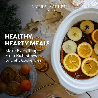 Laura Ashley China Rose Large Slow Cookers 6.8 Quarts - Slow Cooker 6.8QT | Serves 8-10 People, 3 Heat Settings, Keep Warm, Energy Efficient, Tempered Glass Lid, Dishwasher Safe Removable Ceramic Pot4