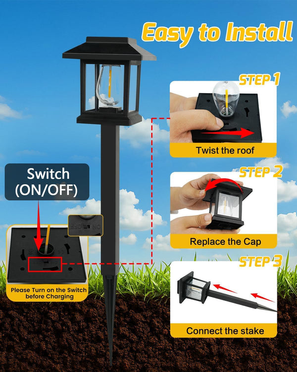 16-Pack Solar Lights Outdoor (Extra-Bright & Auto On/Off), Solar Powered Garden Lights, Outdoor Waterproof Solar Pathway Lights for Patio, Path, Yard, Landscape, Driveway, Walkway Decor (Warm White)3