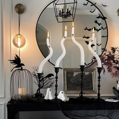 Halloween Decorations Indoor - 4 Pack Cute Ghost Taper Candles5
