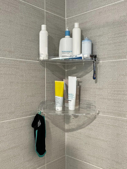 Adhesive Acrylic Corner Shower Caddy 2 Pack, Rustproof Bath Shelf4