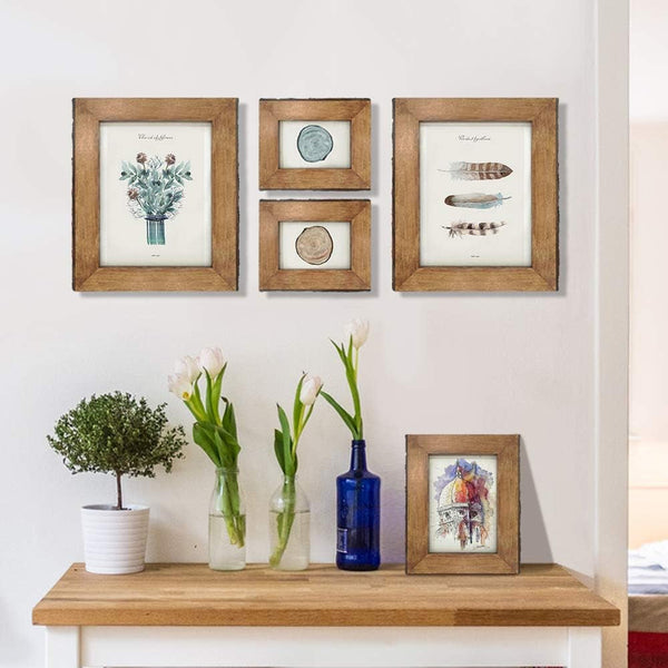 8X10 Picture Frames with Bark Edges, Rustic Wood Photo Frame for Tabletop or Wall Display, Natural Brown.6