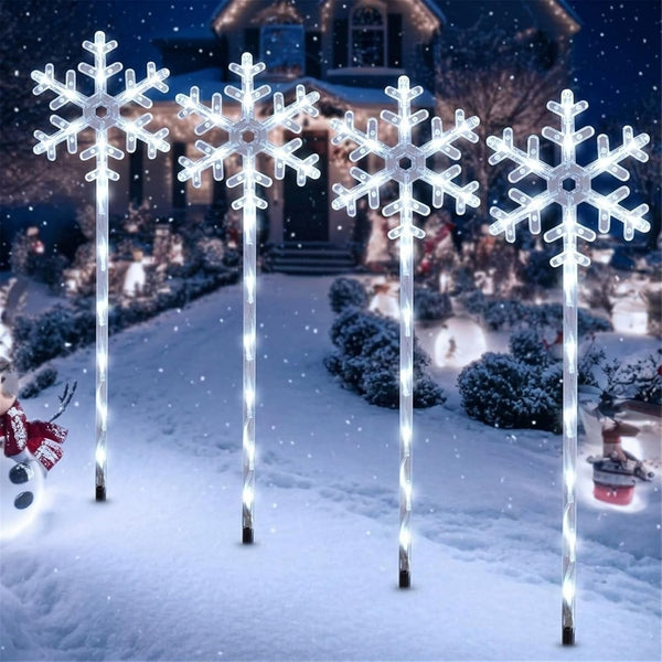 4 Pack Solar Snowflake Pathway Lights, White Christmas Yard Decor1