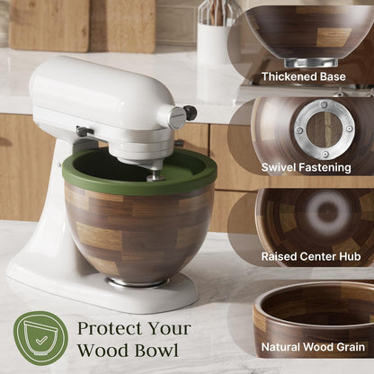 Premium Solid Wood Mixing Bowl with Silicone Liner and Lid4