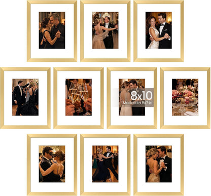 8X10 Picture Frame, Photo Collage Wall Decor Set of 10, Gold1