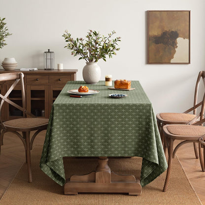 Olive Green Rectangle Cross-Star Textured Table Cloth 52X70 Inch4