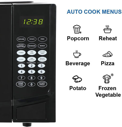 MW9255B Countertop Microwave Oven, 6 Pre-Programmed Settings, Removable Glass Turntable and Child Safety Lock, 0.9 Cu Ft, 900W, Black6