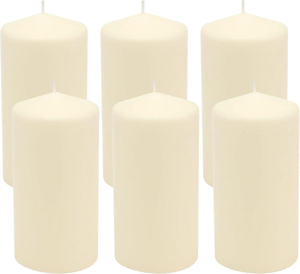 Unscented Pillar Candles – 65 Hour Burn Time, Long-Lasting Wax Candles for Weddings, Holidays, Home Décor & Special Events, Pack of 6, Ivory, 3" X 6"1