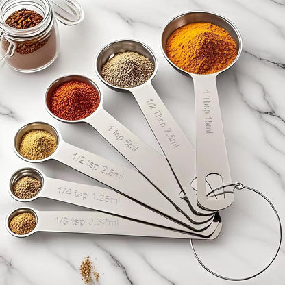 Stainless Steel Measuring Cups & Spoons Set,Coffee Scoop Spoon | Kitchen Gadgets for Cooking & Baking,Set of 66