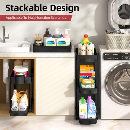 4-Pack 2-Tier under Sink Organizer with Pull Out Drawers5