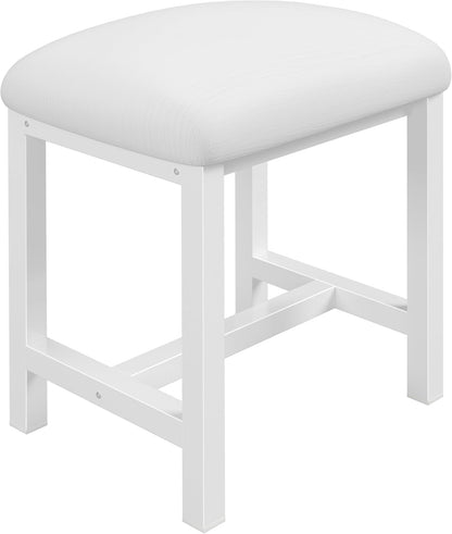 Small Vanity Stool, Cute Vanity Stools with Cushion, White Makeup Vanity Chair for Small Spaces, Living Room, Bedroom, Bathroom, Entryway, Ottoman Foot Rest for Couch Sillas Modern8