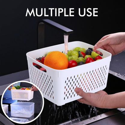 5-Pack Large Fruit Storage Container for Fridge Leak Proof with Removable Colander, BPA Free Dishwasher & Microwave Safe Largest 4.15L5