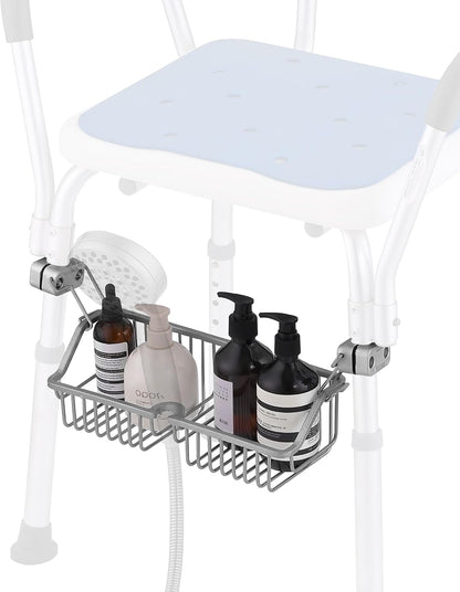 Rustproof Hanging Shower Caddy for Shower Chair, Stainless Steel Bathroom Basket for Bathroom Chair Bench, Showers Chair Caddy, Shampoo Bottle Holder for Elderly, Pregnant, Handicap, Patient1