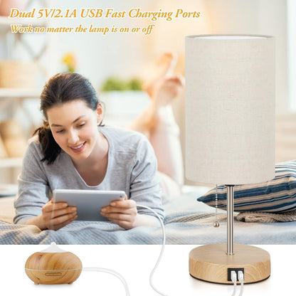 Set of 2 Table Lamps, Modern Bedside Desk Lamps with Pull Chain2
