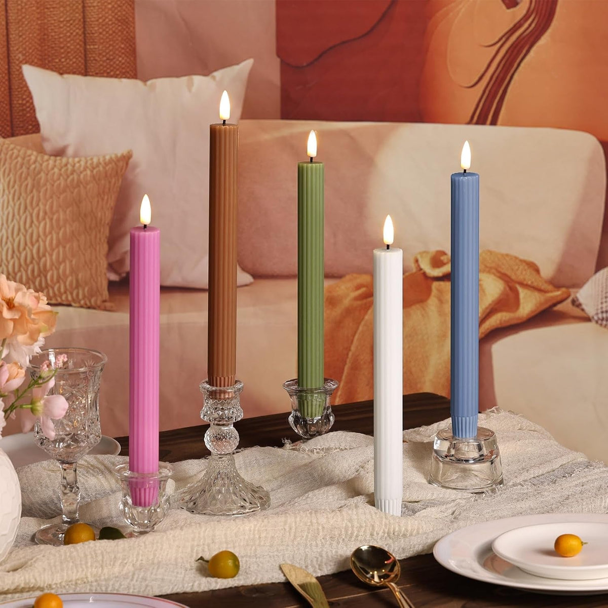 olive-green-ribbed-flameless-taper-candles-with-remote-set-of-4