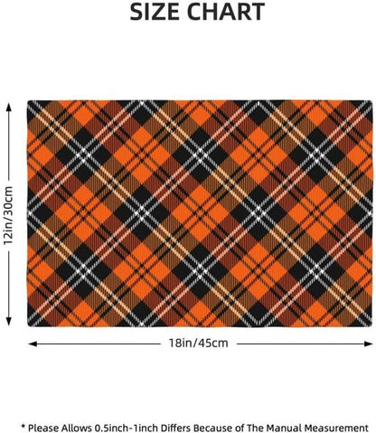 Plaid Placemat Set, Thanksgiving Halloween Orange Black Buffalo Check Pattern Home Decor Linen Table Mats for Dining Room Kitchens Party Cafe Festive Banquet Wedding Decor, 18" L X 12" W【6 PCS】2