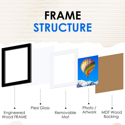 8.5X11 Picture Frame Bulk-6 Pack, Photo Frame with HD Plexiglass, Display Pictures 6X8 with Mat or 8.5X11 without Mat, Black Picture Frames Collage Wall Decor, Gallery Wall Frame3