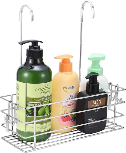 1-Tier Shower Caddy Hanging Shower Rack with Hooks over the Door1