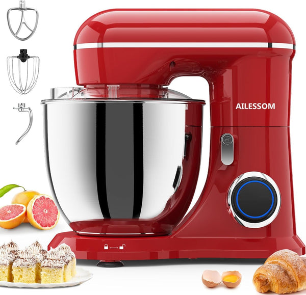 Stand Mixer, 6.5QT Household Food Mixer, 10-Speed Tilt-Head Electric Kitchen Mixer with 304 Stainless Steel Bowl, Dough Hook, Whisk & Beater, Splash Guard, Ideal for Baking Bread, Cake & Whipping1