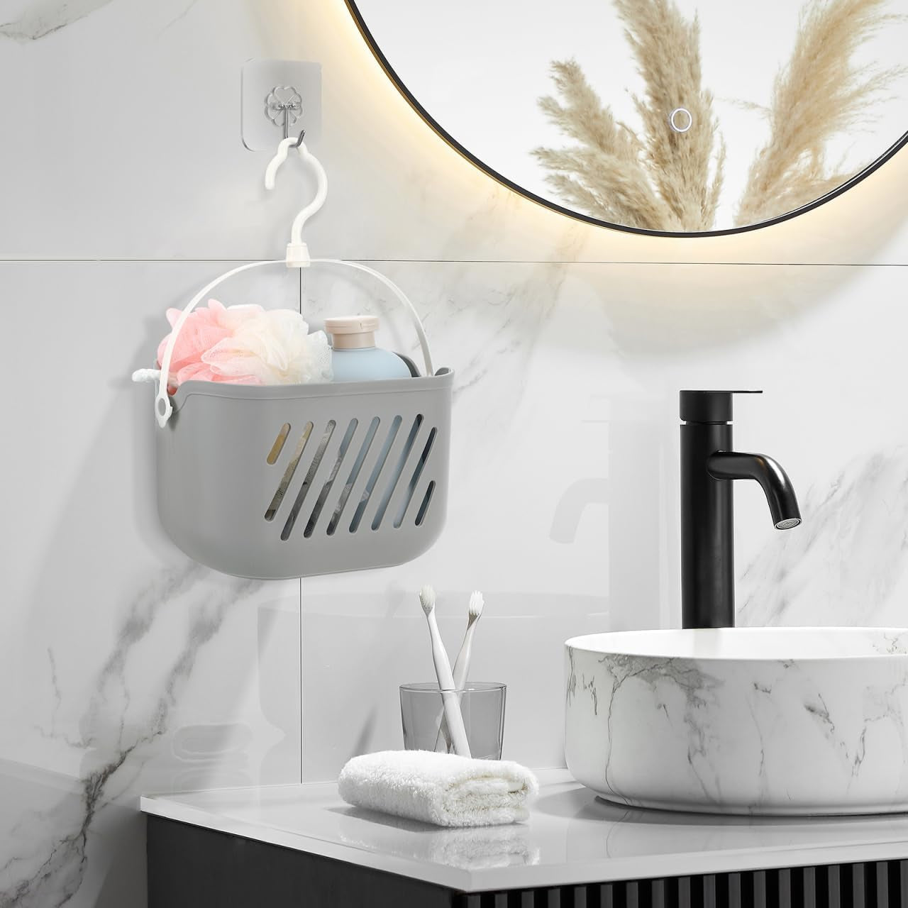 hanging-shower-caddy-plastic-hanging-shower-caddy-basket-portable-kitchen-organizer-storage-basket-with-hook-for-home-grey