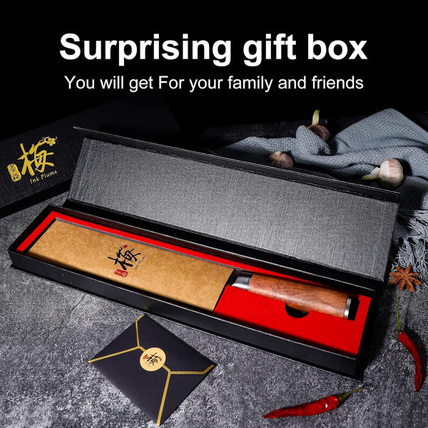 Santoku Knife 7 Inch,High Carbon Steel Ultra Sharp Asian Chef Knife with Brazilian Rosewood Handle and Gift Box for Family & Restaurant8