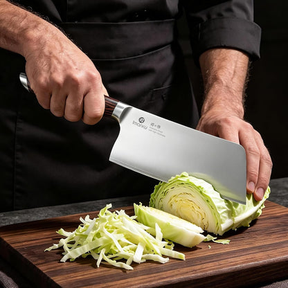 7.5" Cleaver Knife, Japanese High Carbon Steel, Pakkawood Handle7