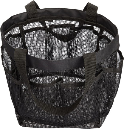 Mesh Shower Caddy Tote Bag 8 Pockets, Hanging Portable Toiletry Bag for Men and Women, College Dorm Essentials Quick Dry Bath Organizer for College Dorms, Gym, Camp (Black)5