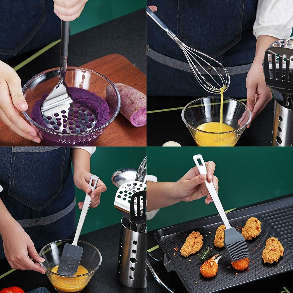 stainless-steel-cooking-utensils-set-13-pieces-kitchen-utensils-set-kitchen-tools-set-with-utensil-holder-non-stick-and-heat-resistant-dishwasher-safe-easy-to-clean-13-packs
