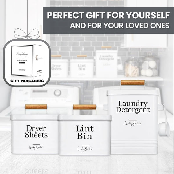 Modern Farmhouse Lint Bin for Laundry Room Decor and Accessories (White)6