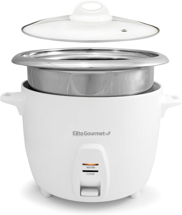 ERC-2020 Rice Cooker, Stainless Steel, White, 20 Cups Cooked | Keep Warm - 10 Cups Uncooked - Also Makes Soups, Stews, Grains and Cereals for Family-Size Cooking1