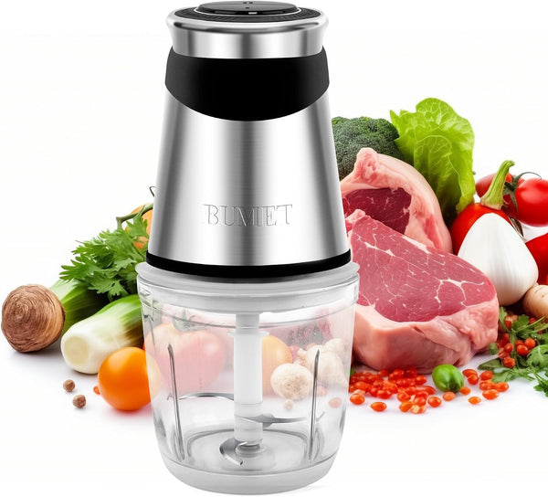 500W Mini Chopper 2.5-Cup Glass Bowl Steel Blades | Stainless Steel Blade and BPA Free Great for Small-Batch Chopper for Meat, Veggies & Baby Food. Compact & Easy-Clean.1
