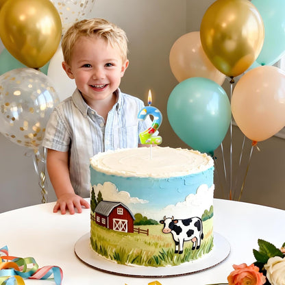Farm Theme Number 2 Birthday Candle, Barnyard Cake Topper for Boys Girls, Farm Party Cake Decoration5