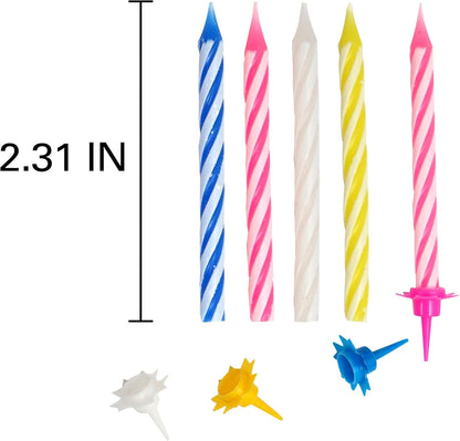48 Count Birthday Candles Multicolored Spiral, Birthday Candles for Cake3