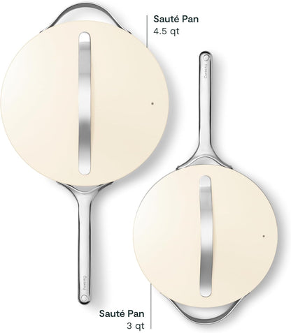 Caraway Non-Stick Ceramic Sauté Pan with Lid (4.5 Qt, 12") | Non-Toxic, PTFE and PFOA Free, Oven Safe and Compatible with All Stovetops (Gas, Electric and Induction), Cream2