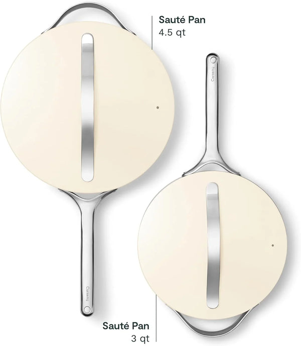 Caraway Non-Stick Ceramic Sauté Pan with Lid (4.5 Qt, 12") | Non-Toxic, PTFE and PFOA Free, Oven Safe and Compatible with All Stovetops (Gas, Electric and Induction), Cream2