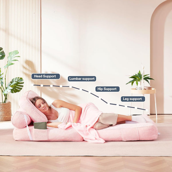 Futon Sofa Bed Chair - Convertible Sleeper Bed for Small Space, No Assembly Required, Space-Saving, Breathable & Sweat-Wicking for Post-Workout Recovery, Yoga Stretch, Lounging, Gaming, Naps7