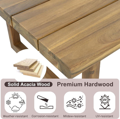 Outdoor Acacia Wood 7 Seater Sectional Sofa Set with Thick Cushions Patio Conversation Set Modular Outdoor Seating with Coffee Table and Club Chairs for Patio Garden Deck6