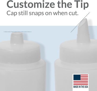 Condiment Squeeze Bottles 16Oz Wide Mouth Empty Squeeze Bottle Set with Red Tip Leak Proof, BPA Free - Squeeze Bottles for Sauces, Oils, Arts Crafts 6 Pack4