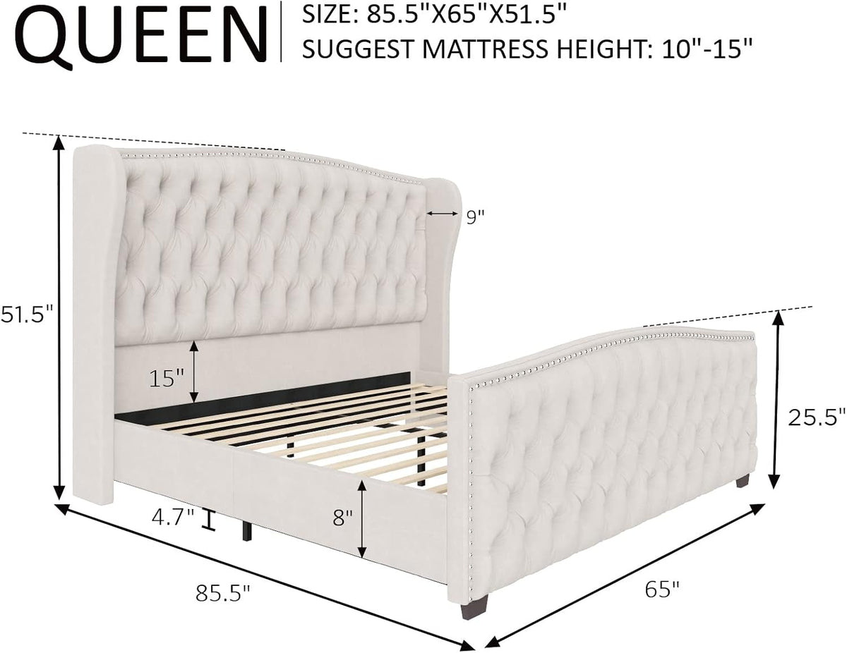 queen-size-bed-frame-with-velvet-upholstered-wingback-headboard