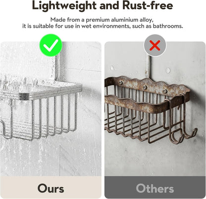 Shower Caddy Hanging, Never Rust Shower Organizer Hanging, Aluminum Shower Racks for inside Shower with Hooks for Razor, Bathroom Organizers and Storage with Soap Holder, Bright Silver6