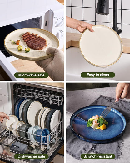 Star Stoneware Dinnerware Sets with Pasta Bowls, 24Pc Dishes for 67