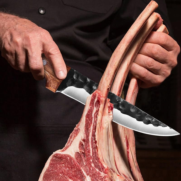 Meat Cleaver,Cleaver Knife, 6.5 Inch Forged Hunting Knife Stainless Steel Boning Butcher Knife Meat Cleaver Fishing Camping Knife Professional Chef Knife Sheath (Color : Only Knife)6