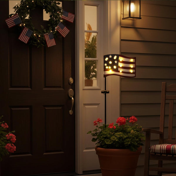 Garden Lights Solar Powered American Flag for Fourth of July Decorations5